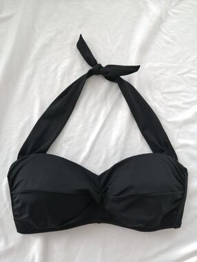 Miraclesuit Plus Size Halter Sweetheart Bikini Top Black *Top Only* Size 16